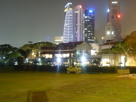 Singapore Cricket Club with skyscrapers in the background